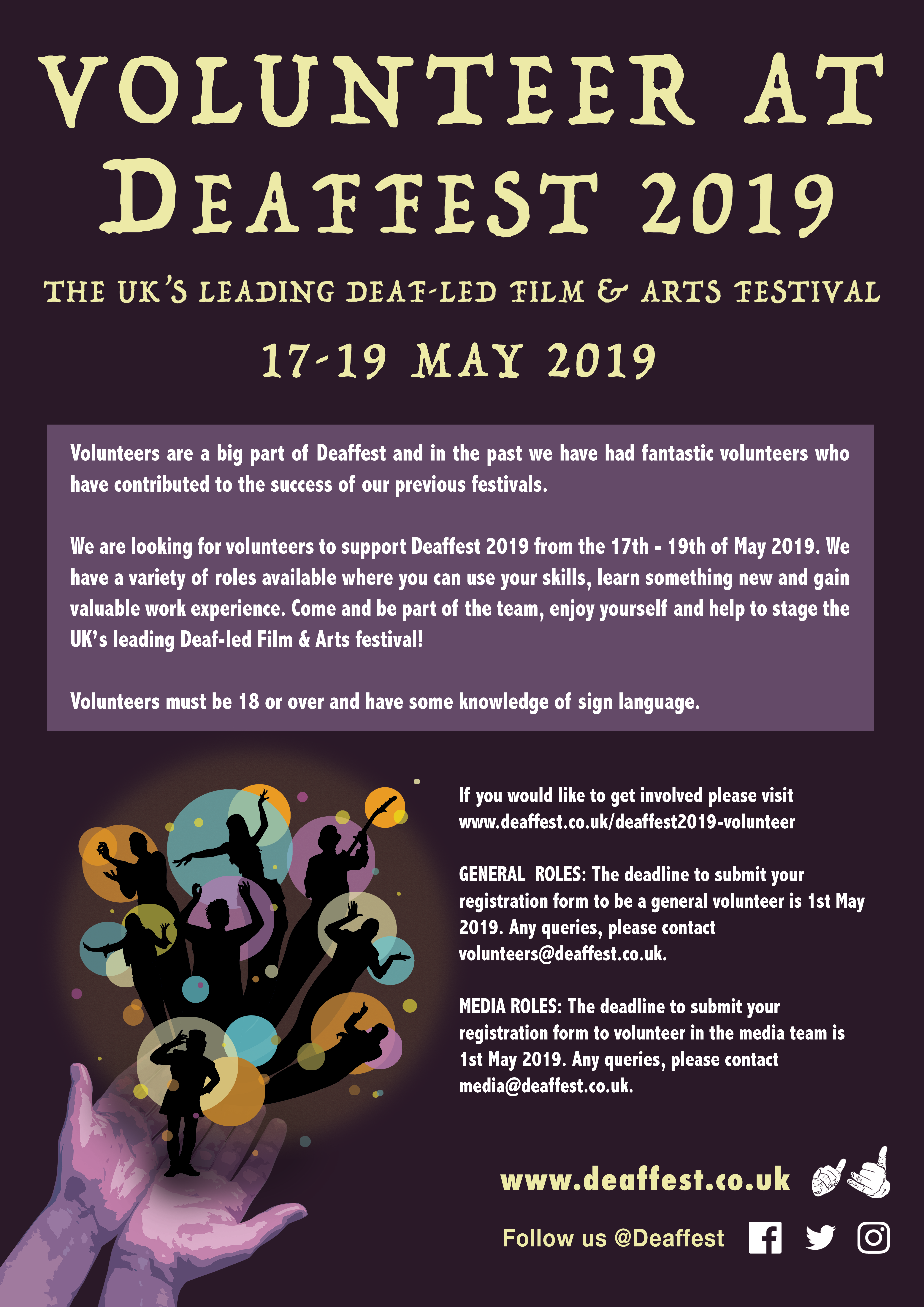 Volunteer at Deaffest 2019 Poster