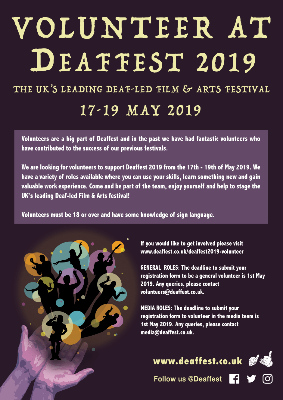Volunteer at Deaffest 2019 Poster